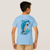 Blauwe Dolfijn Springt Over Oceaangolven T-shirt (Achterkant volledig)