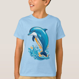 Blauwe Dolfijn Springt Over Oceaangolven T-shirt