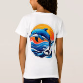 Blauwe Dolfijn Springt Over Oceaangolven T-shirt (Achterkant)
