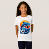 Blauwe Dolfijn Springt Over Oceaangolven T-shirt (Voorkant volledig)