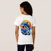 Blauwe Dolfijn Springt Over Oceaangolven T-shirt (Achterkant volledig)