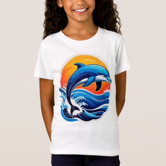 Blauwe Dolfijn Springt Over Oceaangolven T-shirt (Voorkant)