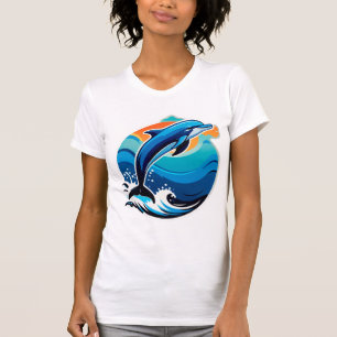 Blauwe Dolfijn Springt Over Oceaangolven T-shirt