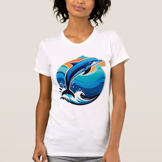 Blauwe Dolfijn Springt Over Oceaangolven T-shirt (Voorkant)