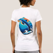 Blauwe Dolfijn Springt Over Oceaangolven T-shirt (Achterkant)