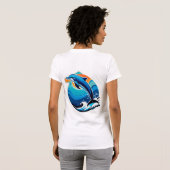 Blauwe Dolfijn Springt Over Oceaangolven T-shirt (Achterkant volledig)