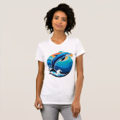 Blauwe Dolfijn Springt Over Oceaangolven T-shirt (Voorkant volledig)