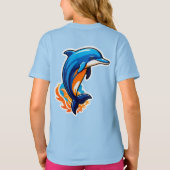 Blauwe Dolfijn Springt Over Oceaangolven T-shirt (Achterkant)