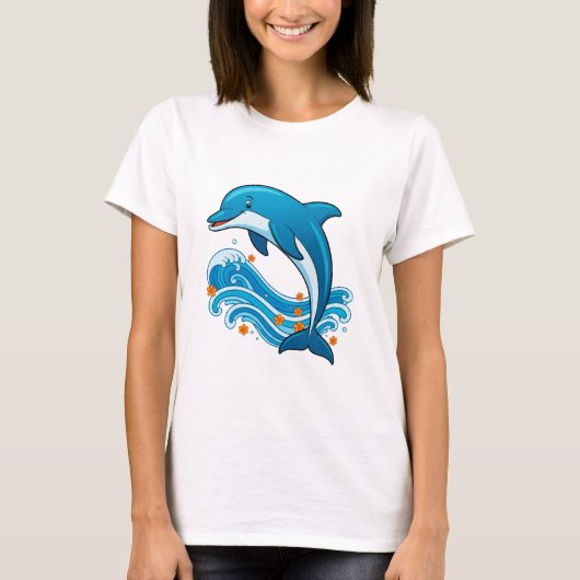 Blauwe Dolfijn Springt Over Oceaangolven T-shirt (Voorkant)
