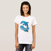 Blauwe Dolfijn Springt Over Oceaangolven T-shirt (Voorkant volledig)