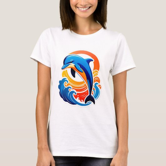 Blauwe Dolfijn Springt Over Oceaangolven T-shirt (Voorkant)