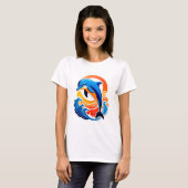 Blauwe Dolfijn Springt Over Oceaangolven T-shirt (Voorkant volledig)