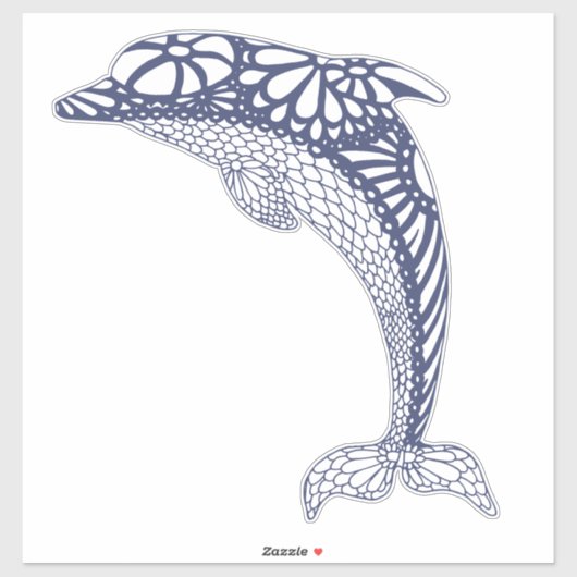 Blauwe Dolfijn Tiki Stijl Patterned Sealife Sticker (Vel)