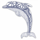 Blauwe Dolfijn Tiki Stijl Patterned Sealife Sticker (Voorkant)