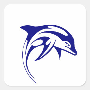 Blauwe dolfijn vierkante sticker