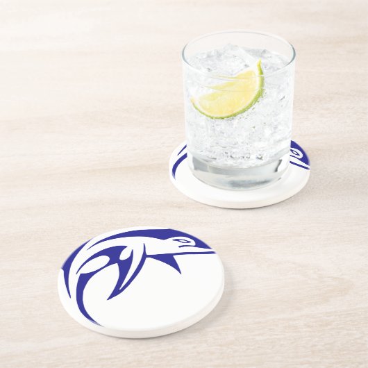 Blauwe dolfijn zandsteen onderzetter (Zijkant)