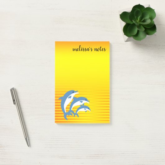Blauwe dolfijnen dansen in de tropische zon post-it® notes (Kantoor)