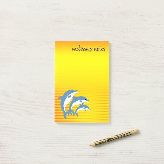 Blauwe dolfijnen dansen in de tropische zon post-it® notes (Op bureau)