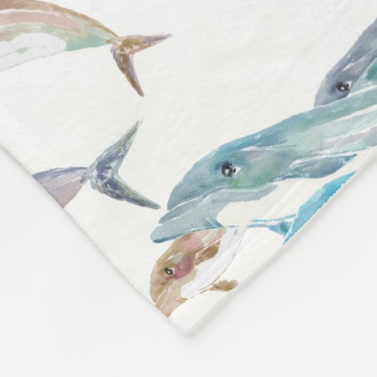 Blauwe dolfijnen fleece deken (Hoek)