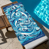 Blauwe Dolfijnen & Golven  Strandlaken