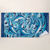 Blauwe Dolfijnen & Golven Strandlaken (Voorkant)