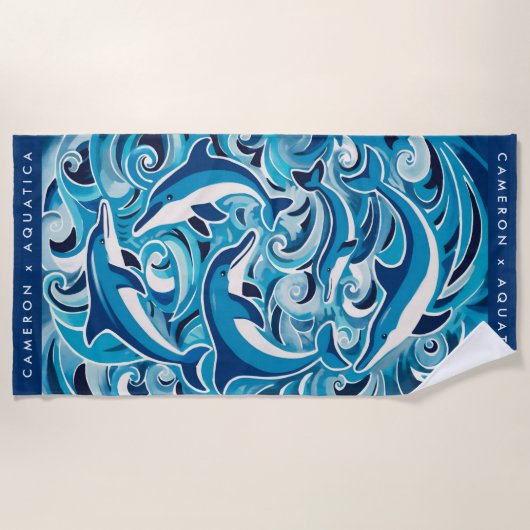 Blauwe Dolfijnen & Golven  Strandlaken (Voorkant)