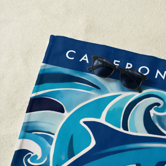 Blauwe Dolfijnen & Golven  Strandlaken (In situ)