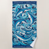 Blauwe Dolfijnen & Golven Strandlaken (Voorkant)