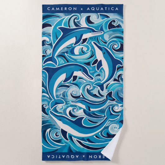 Blauwe Dolfijnen & Golven  Strandlaken (Voorkant)