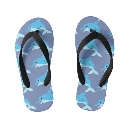 Blauwe dolfijnen kinder teenslippers (Voetbed)