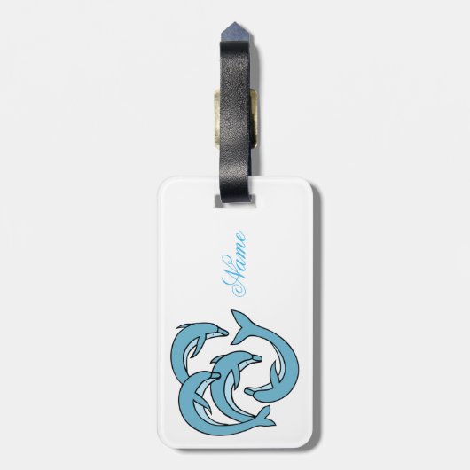 Blauwe dolfijnen omcirkelen Thunder_Cove Bar Bagagelabel (Achterkant verticaal)