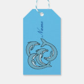 Blauwe dolfijnen omcirkelen Thunder_Cove Cadeaulabel (Achterkant)
