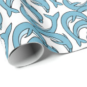Blauwe dolfijnen omcirkelen Thunder_Cove Cadeaupapier (Rol Hoek)