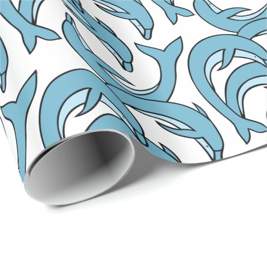 Blauwe dolfijnen omcirkelen Thunder_Cove Cadeaupapier (Rol Hoek)