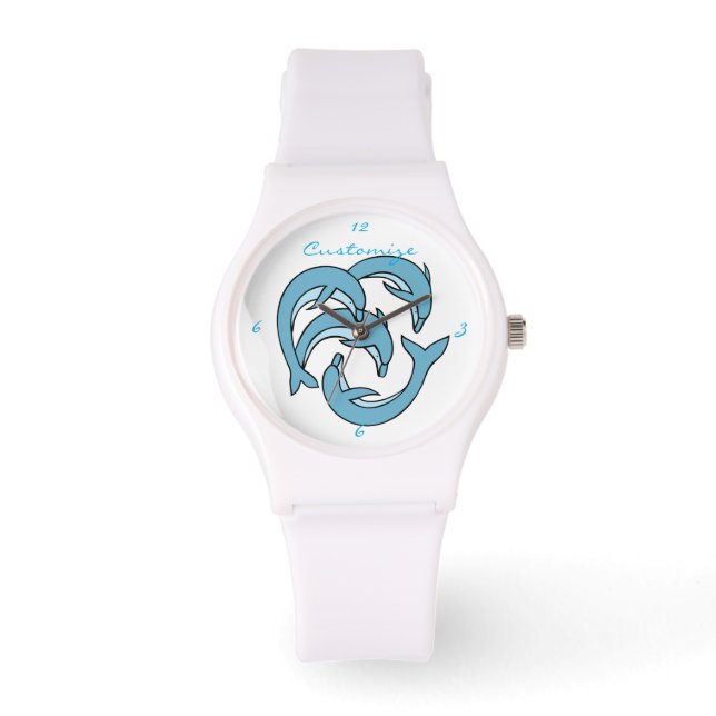 Blauwe dolfijnen omcirkelen Thunder_Cove Horloge (Voorkant)