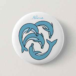 Blauwe dolfijnen omcirkelen Thunder_Cove Ronde Button 5,7 Cm