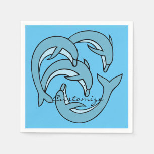 Blauwe dolfijnen omcirkelen Thunder_Cove Servet