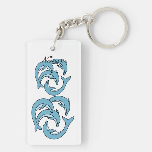 Blauwe dolfijnen omcirkelen Thunder_Cove Sleutelhanger (achterkant)