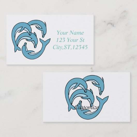 Blauwe dolfijnen omcirkelen Thunder_Cove Visitekaartje (Voorkant / Achterkant)