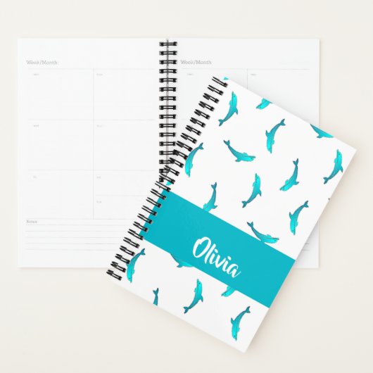 Blauwe dolfijnen op wit planner (Display)