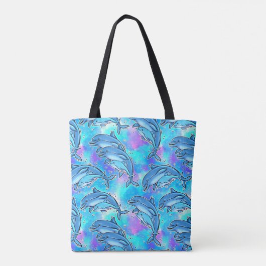 Blauwe dolfijnen tote bag (Achterkant)