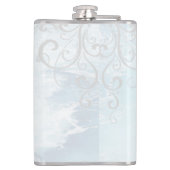 Blauwe dolfijnenvinylomhulling heupfles (Achterkant)