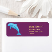 Blauwe dolfijnse cartoon etiket (Insitu)