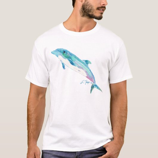 Blauwe Dolphin Art T Shirt Apparel (Voorkant)