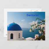 Blauwe dome in Santorini Briefkaart (Voorkant / Achterkant)