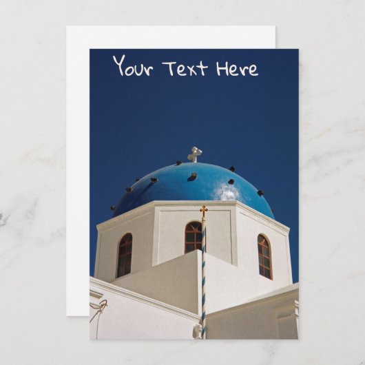 blauwe dome, Santorini, Griekse kaart (Voorkant / Achterkant)