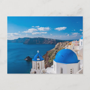 Blauwe Domes van Santorini Briefkaart