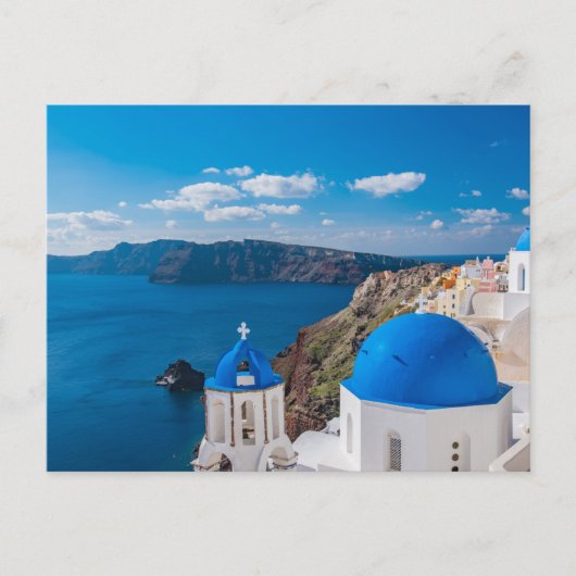 Blauwe Domes van Santorini Briefkaart (Voorkant)