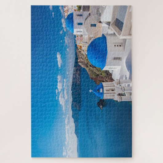 Blauwe Domes van Santorini Legpuzzel (Verticaal)