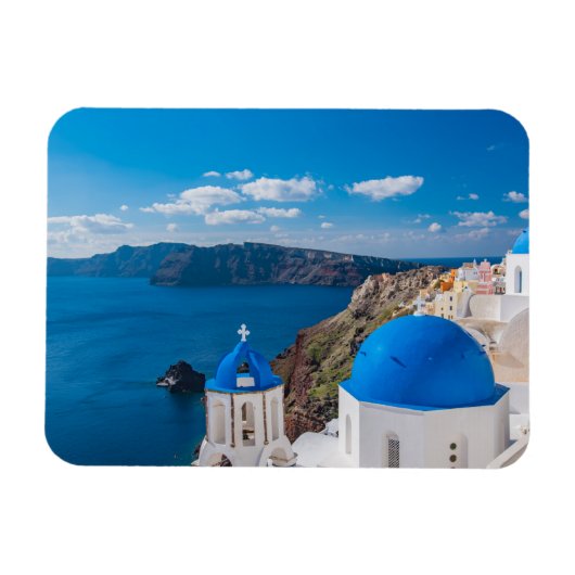 Blauwe Domes van Santorini Magneet (Horizontaal)